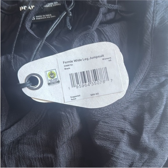 Prana Fernie Wide Leg Jumpsuit Black Size XS - Picture 9 of 10